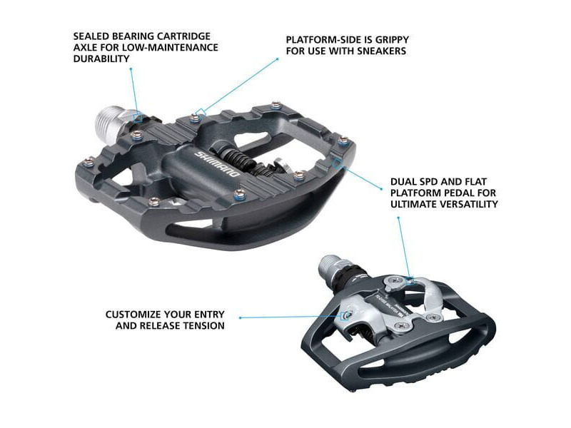 SHIMANO PD-EH500 Flat/SPD Pedals click to zoom image