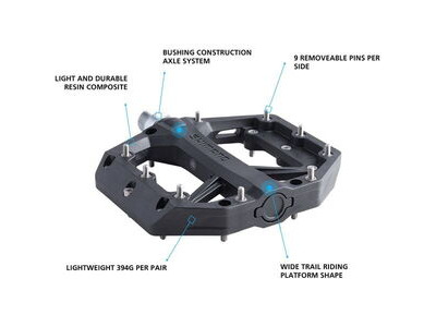 SHIMANO PD-GR400 MTB/Trekking Flat Pedals click to zoom image